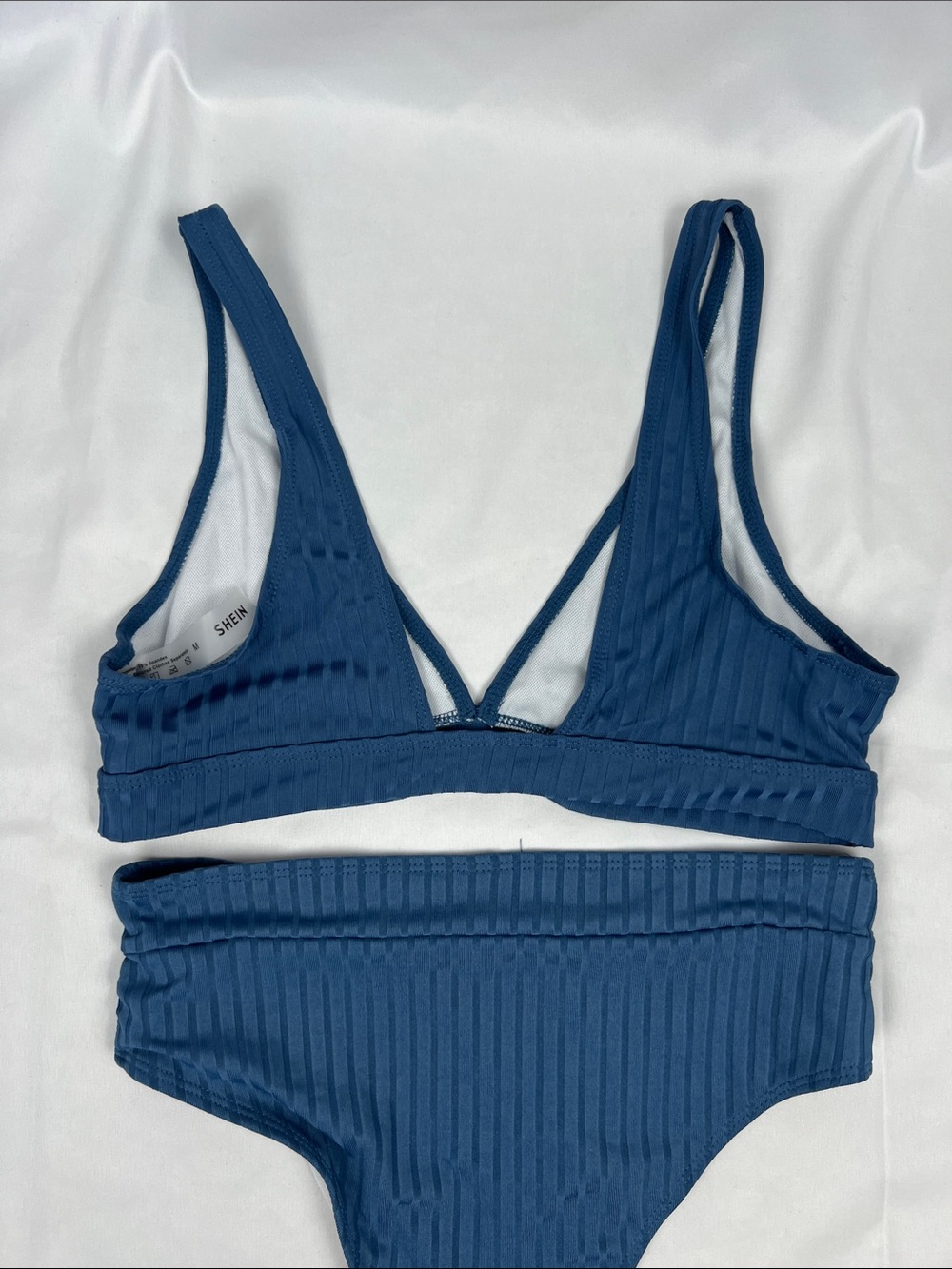 SHEIN Ribbed V-Neck Bikini Set - Deep Blue‎ Size Medium - Picture 7 of 7